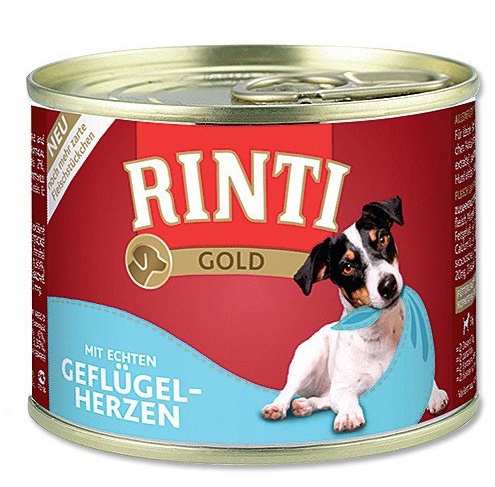 Rinti Dog Gold hydinové srdiečka v konzerve 185g