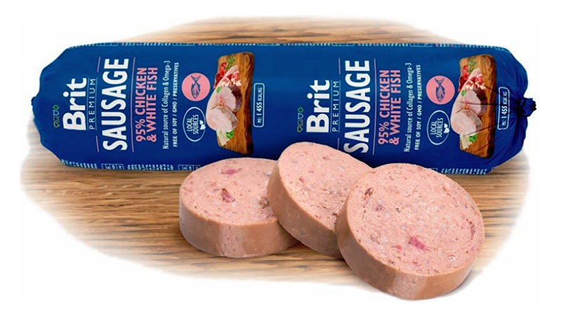 Brit Sausage Chicken & White Fish 800g New