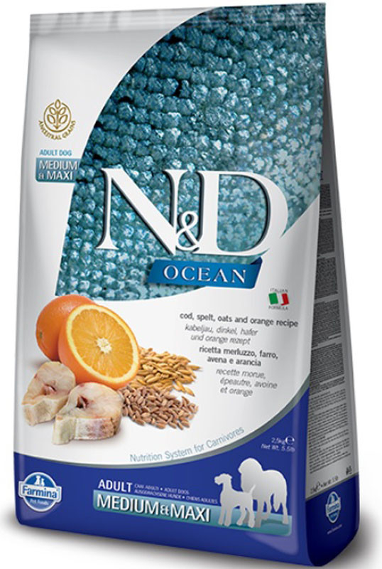 N&D OCEAN DOG LG Adult M/L Codfish & Orange 12kg