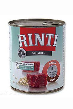 Rinti Dog Sensible konzerva s hovädzím mäsom a ryžou 800g