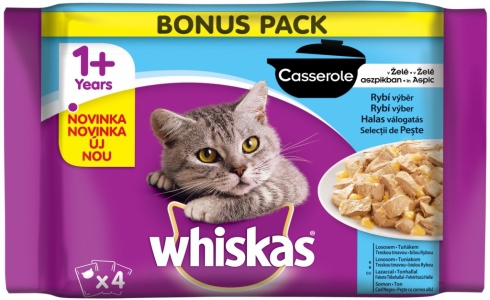 Whiskas vreckový kastról rybie menu 4x85g