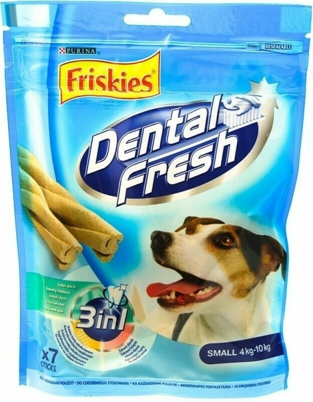 Friskies pochúťka pre psov DentalFresh 3 v 1 "S" 110g