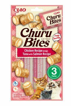 Churu Cat Bites Chicken Wraps & Tuna Salmon Purée 3x10g