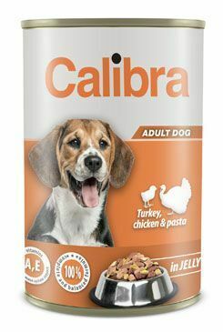 Calibra Dog konz. morčacie + kuracie + cesto. v želé 1240g NEW