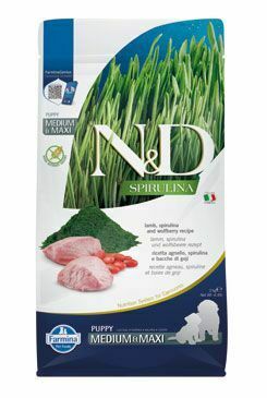 N&D SPIRULINA DOG Puppy M/L jahňacie mäso a vlčie bobule 2kg