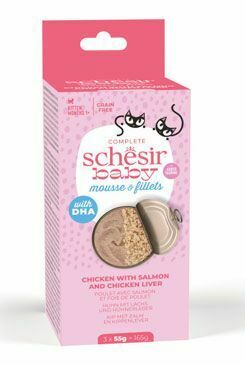 Schesir Cat Cons. Kitten Mix Texture kuracie/losos 3x55g