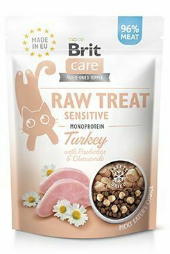 Brit Raw Treat Cat Sensitive, morčacie mäso 40g