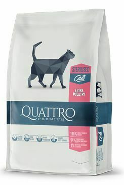 QUATTRO Cat Dry Premium pre všetky plemená Sterilné. Hydina 1,5 kg