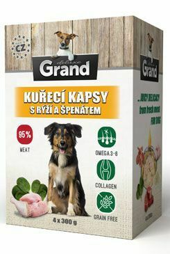 GRAND kaps. deluxe pes kuracie s ryžou a špenát. 4x300g