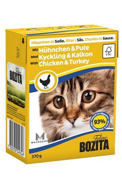 Bozita Cat kúsky v omáčke s kuracím a morčacím mäsom TP 370g