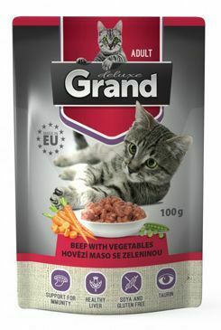 GRAND kaps. mačka deluxe 100% hovädzie so zel.100g