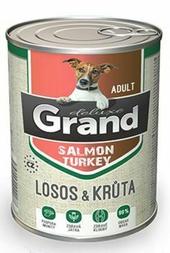 GRAND konz. pes deluxe 100% losos a morka adult 400g