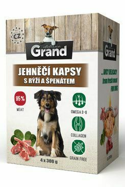 GRAND kaps. deluxe pes jahňacie s ryžou a špenát. 4x300g