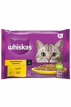 Kapsuly Whiskas. Hydinové jadrá v šťave 4x85g