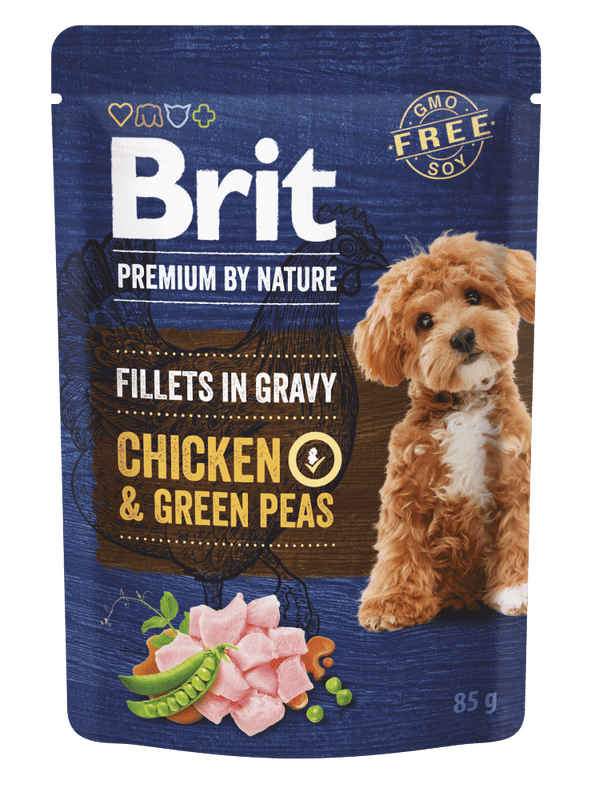 Brit Premium Dog Fillets Gravy Chicken & Green Peas 85g