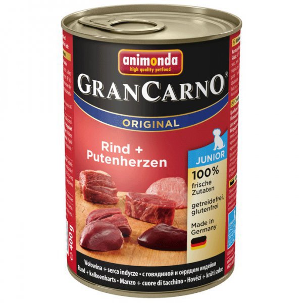 Animonda GRANCARNO cons. JUNIOR hovädzie/prsné srdce 400g