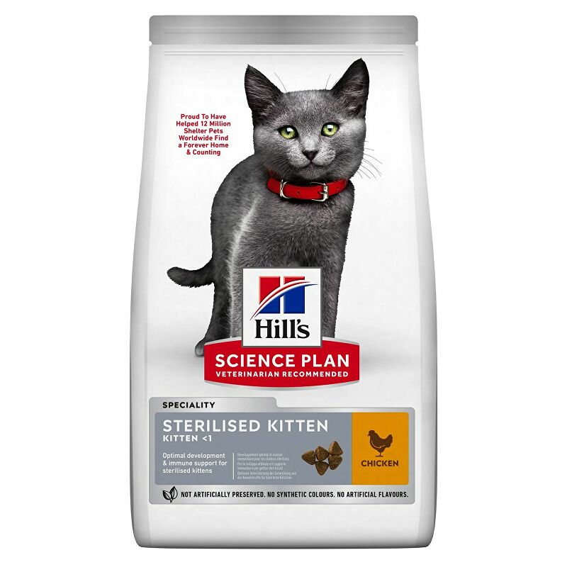 Hill's Fel. Suché SP Kitten Sterile. Kuracie mäso pre mačky 300g