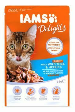 Iams Cat tuniak a sleď v želé 85g