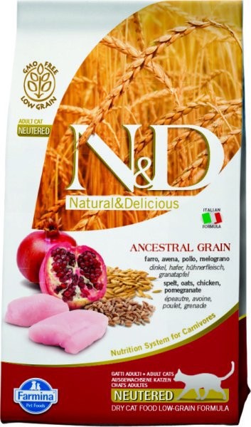 N&D LG CAT Neutered Chicken & Pomegranate 10kg