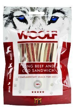 WOOLF pochúťka soft beef and cod sandwich long 100g