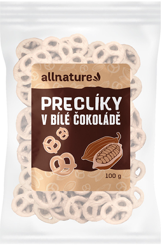 Allnature Biele čokoládové praclíky 100g