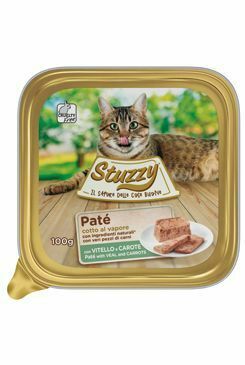 Stuzzy Cat Zápory. Dospelý Paté teľacie/mrkva 100g