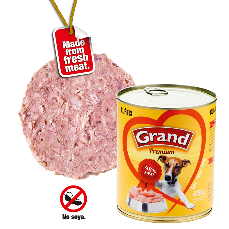 GRAND konz. pes hydinový 850g