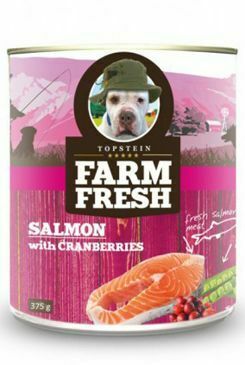 Farm Fresh Dog Losos s brusnicami v konzerve 375g