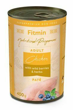 Fitmin dog Purity plechovka nevýhody. Kuracie mäso s bylinkami 400g