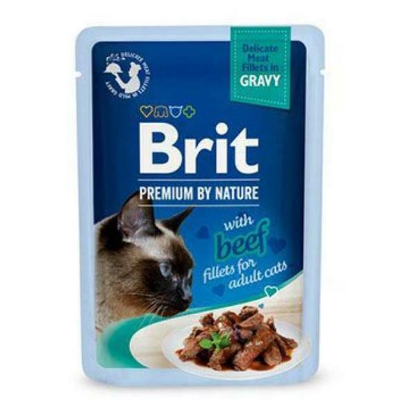 Brit Premium Cat D filé v omáčke s hovädzím mäsom 85g