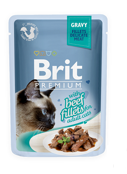 Brit Premium Cat D Fillets in Gravy With Beef 85g