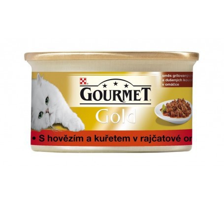 Gourmet Gold cons. hovädzie a kuracie mäso v paradajkovej omáčke 85g