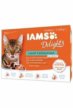 Iams Cat suché suchozemské mäso v omáčke multipack 12x85g