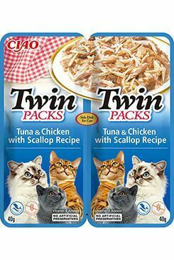 Churu Cat Twin Packs Tuniak a kurča a hrebenatka vo vývare 80g