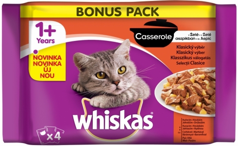 Whiskas vreckové menu na mäso Casserole 4x85g