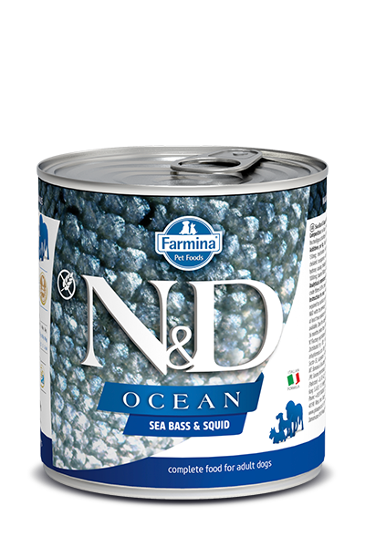 N&D DOG OCEAN Adult Sea Bass & Squid 285g